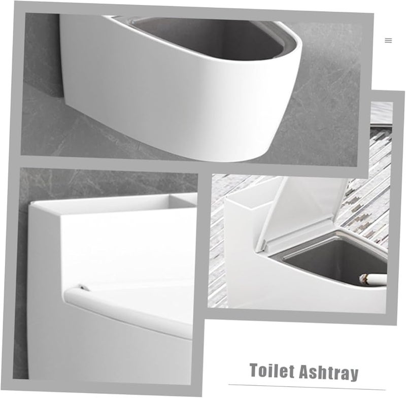 حامل سجائر معلق على الحائط على شكل مرحاض مع غطاء، حاوية رماد حمام من الفولاذ المقاوم للصدأ - Image 2